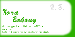 nora bakony business card